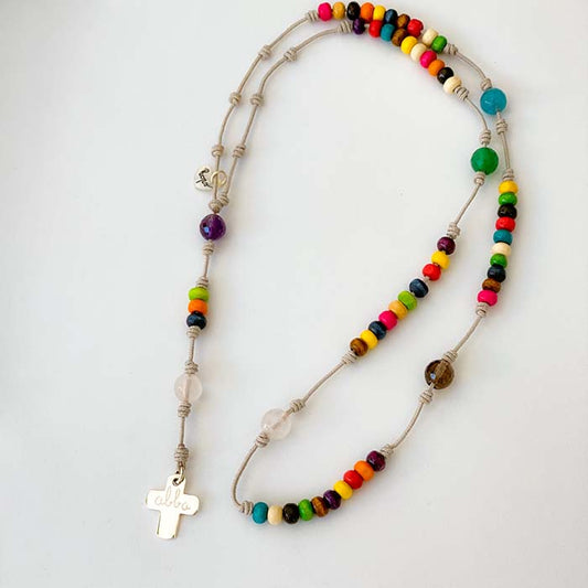 Collar Rosario Hippy Cruz plata Personalizado HOPS regalo para mujeres y hombres