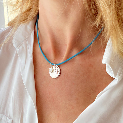 Collar Sidonie Redonda plata con medallita niña y estrellita nácar Personalizado HOPS regalo para día de la madre