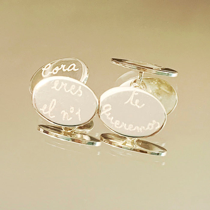 Gemelos Ovalados plata Personalizado HOPS regalo para papá día del padre