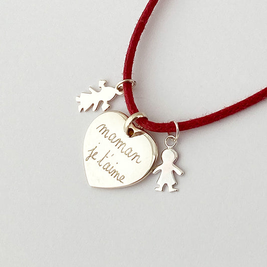 Collar Sidonie Corazón con medallitas niña y niño Personalizado HOPS regalo para día de la madre