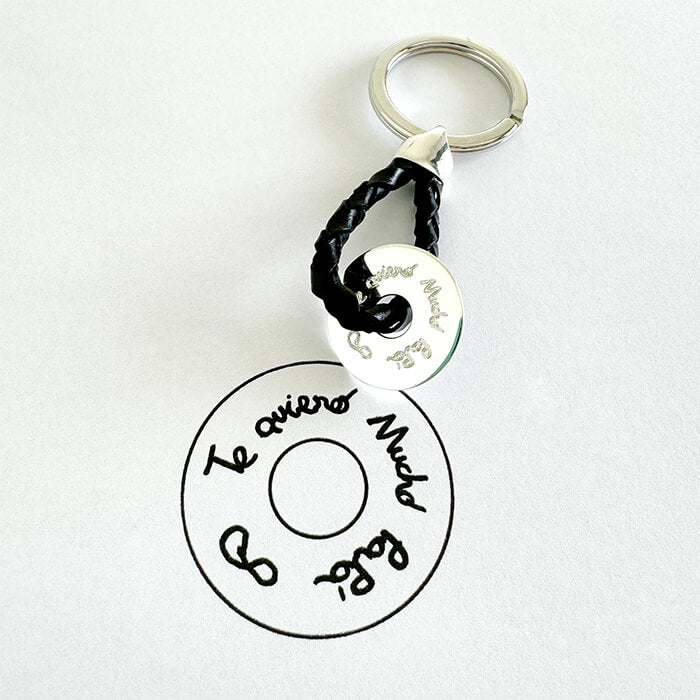 Llavero diana 2cm grabado personalizado reproducción dibujos puño y letra niños