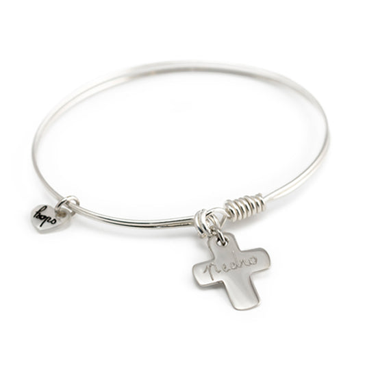Pulsera Muelle Cruz plata Personalizado HOPS regalo para mamá día de la madre