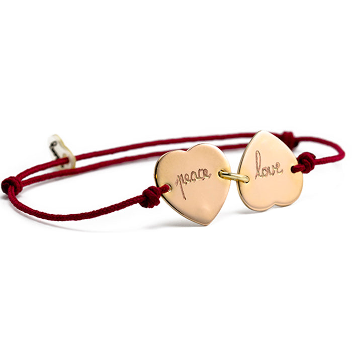 Pulsera Mini Corazón oro 2 medallas Personalizado HOPS regalo para mujeres san valentín