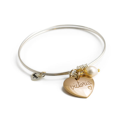 Pulsera Muelle Sidonie Corazón oro con perla Personalizado HOPS regalo para mujeres san valentin