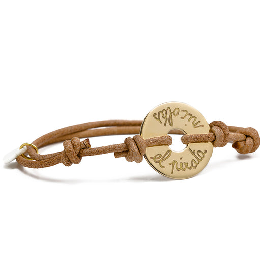 Pulsera Diana 2cm cuero oro Personalizado HOPS regalo para mujeres y hombre