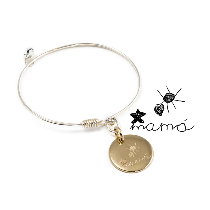 Pulsera Sidonie Redonda oro grabado dibujo Personalizado HOPS regalo para mamá día de la madre