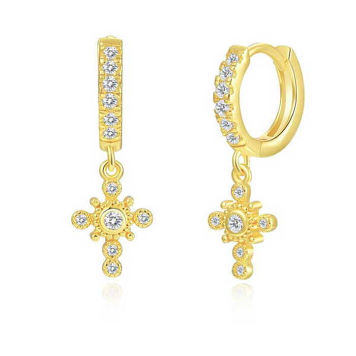 Pendientes Aro Cruz Diamante oro Personalizado HOPS regalo para mujeres adolescentes