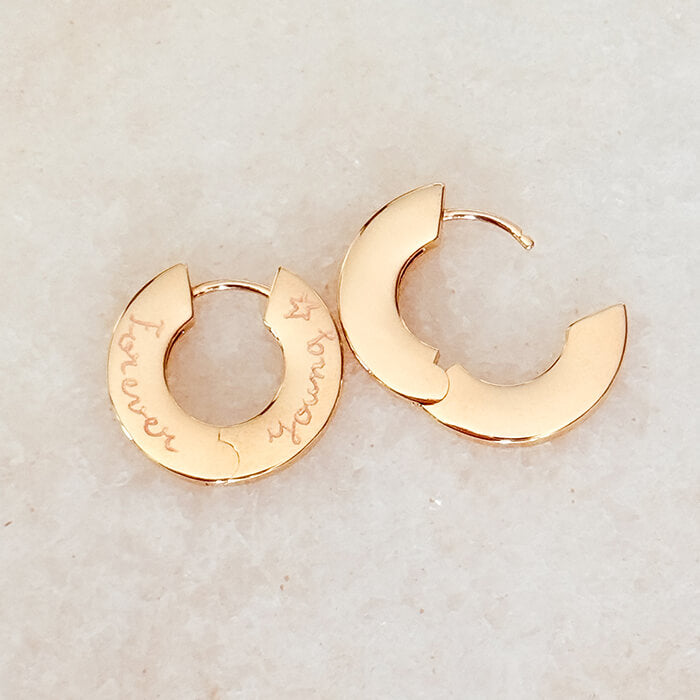 Pendientes Aros Planos 2cm Personalizado HOPS grabados a mano regalo para adolescentes y mujeres