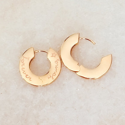 Pendientes Aros Planos 2cm Personalizado HOPS grabados a mano regalo para adolescentes y mujeres
