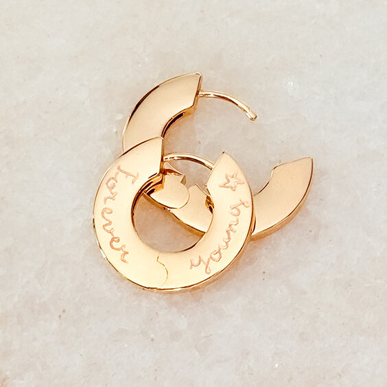 Pendientes Aros Planos 2cm Personalizado HOPS grabados a mano regalo para adolescentes y mujeres