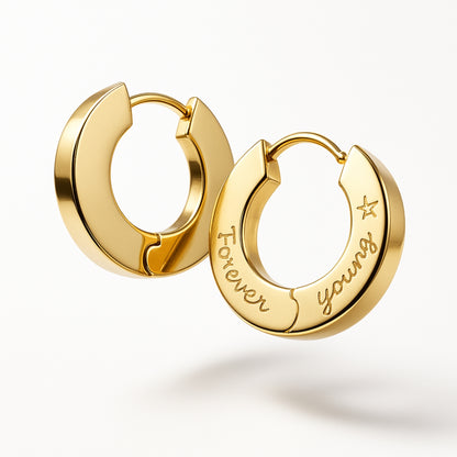 Pendientes Aros Planos 2cm Personalizado HOPS grabados a mano regalo para adolescentes y mujeres
