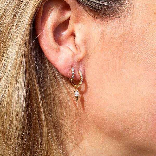 Pendientes Aro Conos Brillantes oro regalo para mujeres y adolescentes HOPS