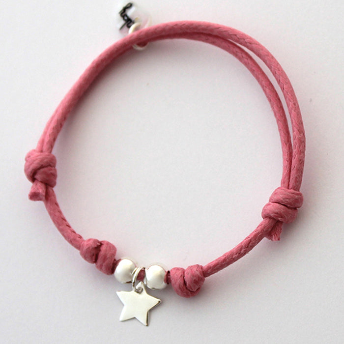 Pulsera Mini Estrella plata cordón 2mm Personalizado HOPS regalo para niñas adolescentes