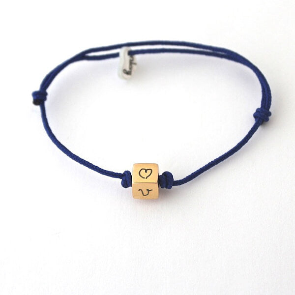 pulsera Cubito solo cordón oro Personalizada HOPS