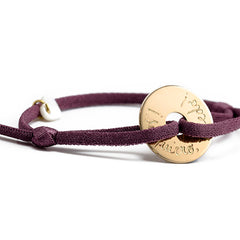 Pulsera Diana 2cm oro con goma satinada berenjena Personalizado HOPS