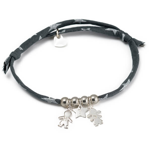 Pulsera Figuritas plata cordón liberty Personalizada HOPS