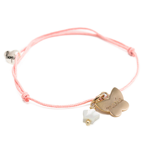 Pulsera Mariposa oro cordón Personalizada HOPS