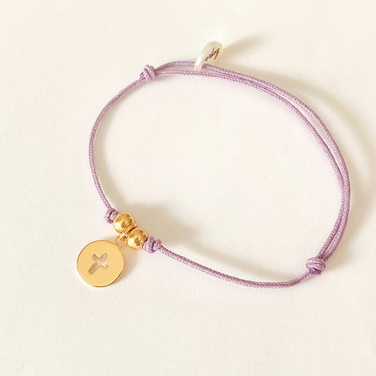 Pulsera Cruz calada pequeña cordón Personalizado HOPS regalo para niñas comunión