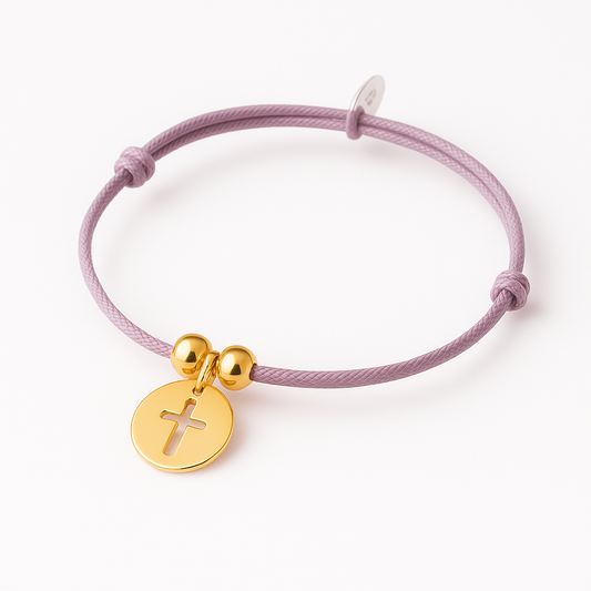 Pulsera Cruz calada pequeña cordón Personalizado HOPS regalo para niñas comunión