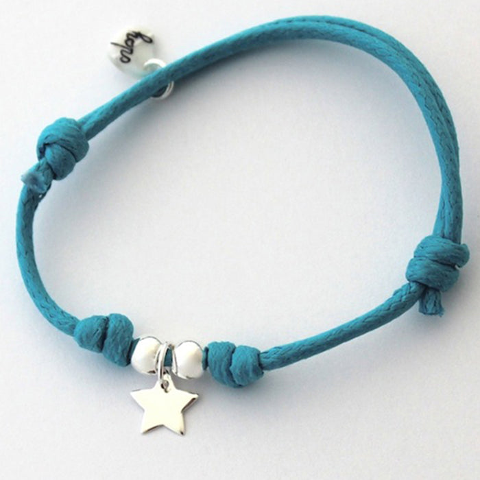 Pulsera Mini Estrella plata cordón 2mm Personalizado HOPS regalo para niñas y adolescentes