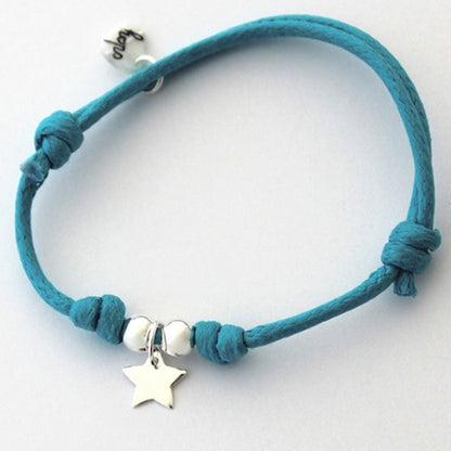 Pulsera Mini Estrella plata cordón 2mm Personalizado HOPS regalo para niñas y adolescentes