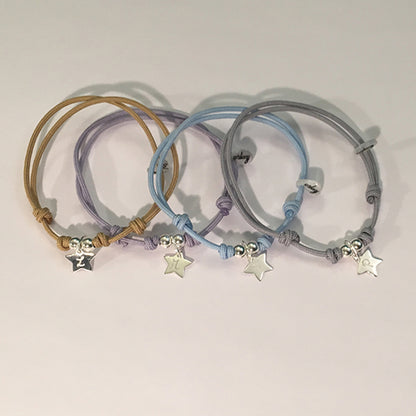 Pulsera Mini Estrella plata cordón 2mm Personalizado HOPS regalo para amigas 
