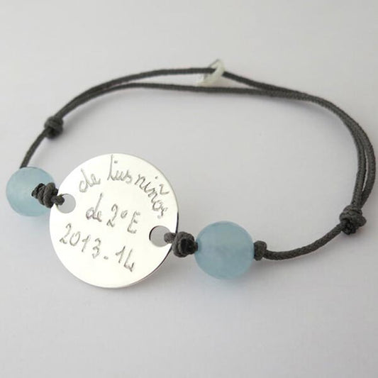 Pulsera Hector plata Ágata azúl regalo madre, niñas, mujer, profe, san valentin, navidad Personalizado HOPS