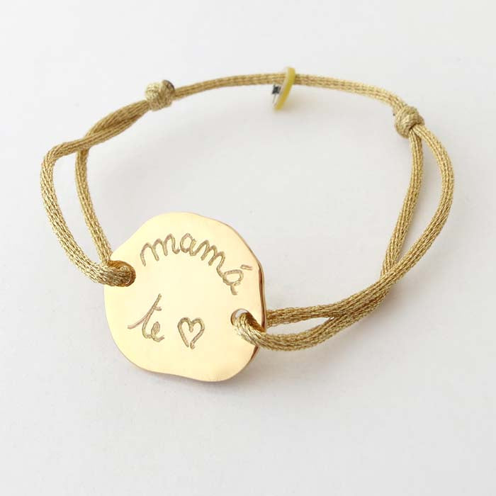 Pulsera Charco oro cordón 2mm dorado metalizado Personalizado HOPS regalo para día de la madre