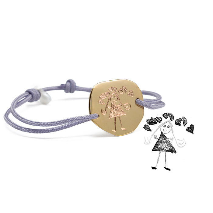 Pulsera Charco oro cordón 2mm grabado dibujo Personalizado HOPS regalo para mamá día de la madre