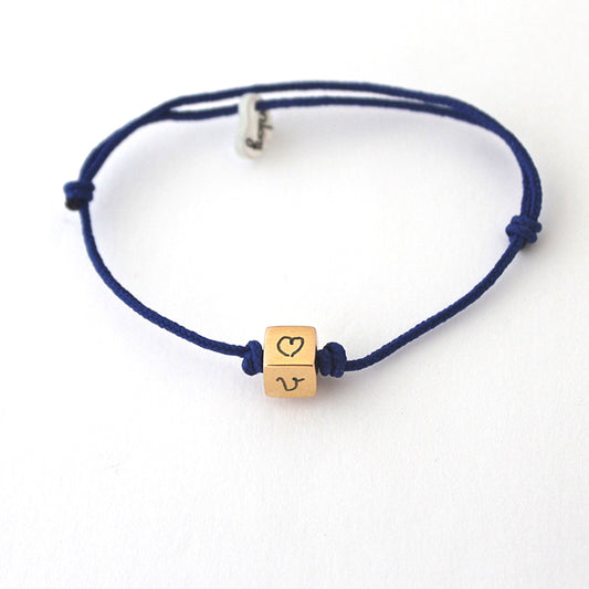 Pulsera Cubito solo cordón 1mm azul marino Personalizado HOPS regalo para papá y mamá