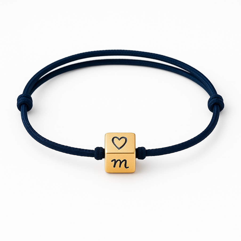 Pulsera Cubito solo cordón 1mm azul marino Personalizado HOPS regalo para papá y mamá