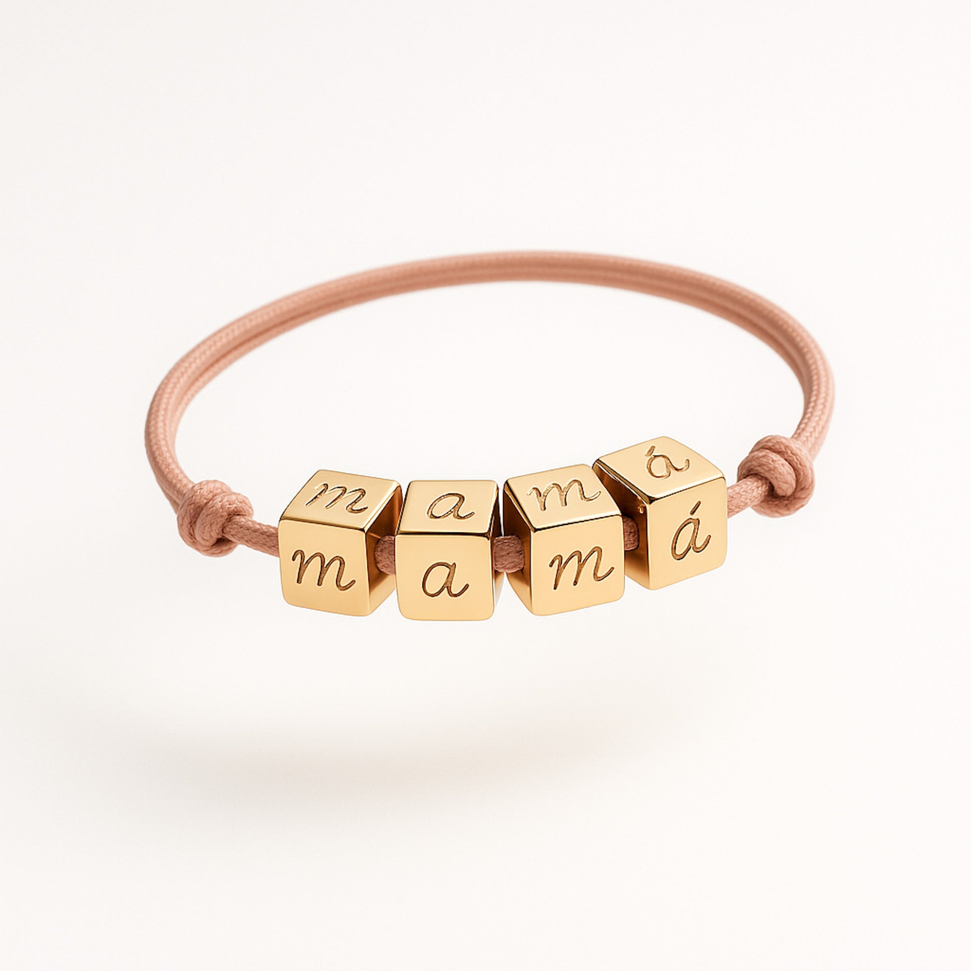 Pulsera Cubitos oro cordón rosa nude Personalizado HOPS regalo para mamá día de la madre