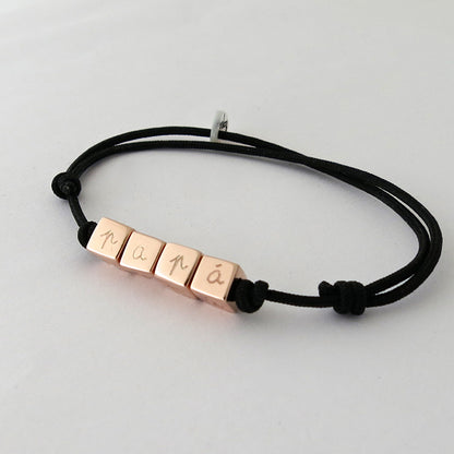 Pulsera Cubitos oro cordón 2mm negro Personalizado HOPS regalo para papá día del padre