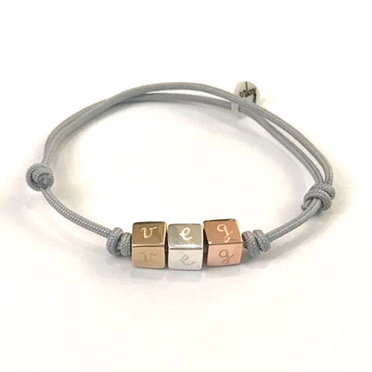 Pulsera Cubitos 3 colores cordón gris Personalizado HOPS regalo para mujeres y adolescentes