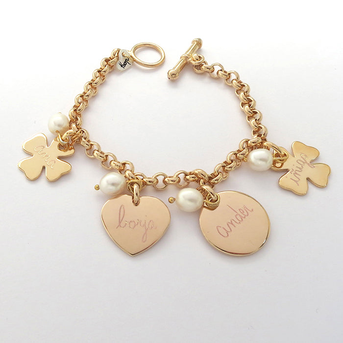 Pulsera Maille Charms Sidonie con perlas cierre-T oro Personalizado HOPS regalo para mujeres día de la madre san valentín