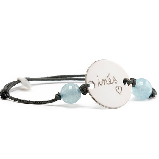 Pulsera Hector plata con piedras ágata azul Personalizado HOPS regalo para niñas y mujeres