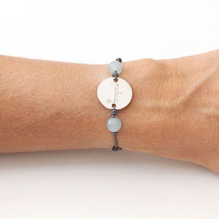 Pulsera Hector plata con piedras ágata azul Personalizado HOPS regalo para mamá día de la madre