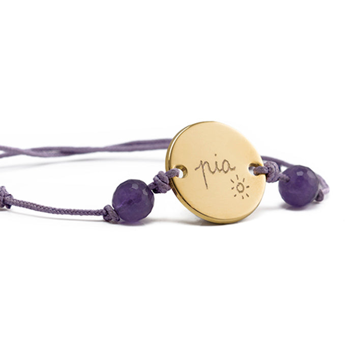 Pulsera Hector oro con piedras amatista Personalizado HOPS regalo para mujeres y adolescentes