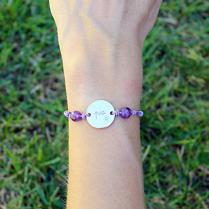 Pulsera Hector oro con piedras amatista Personalizado HOPS regalo para mamá día de la madre