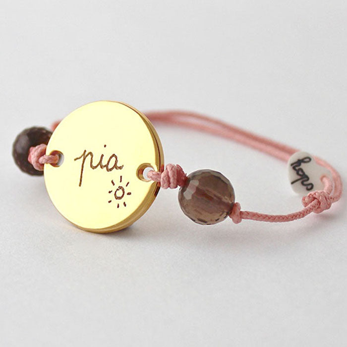 Pulsera Hector oro con piedras cuarzo ahumado Personalizado HOPS regalo para mujeres y adolescentes