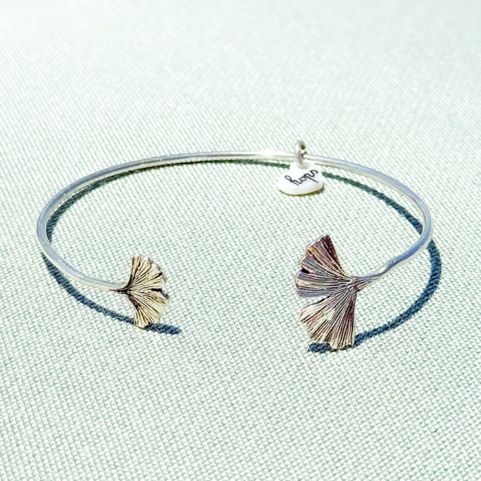 Pulsera Aro Ginkgo plata Personalizado HOPS regalo para mujeres y adolescentes