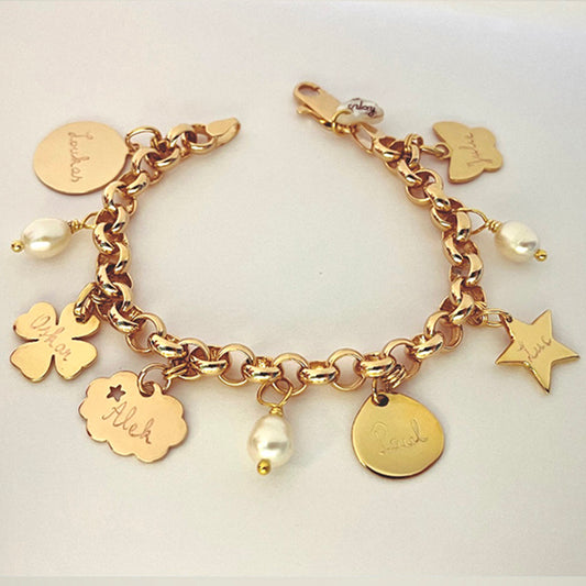 Pulsera Maille Chars cierre mosquetón  oro Personalizado HOPS regalo para mujeres día de la madre san valentín