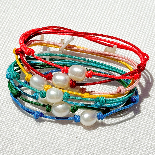 Pulseras perla con cordón multicolor pulsera de verano para mujeres hombres adolescentes y niñas