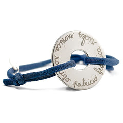 Pulsera Diana 3cm plata con goma satinada azul marino Personalizado HOPS