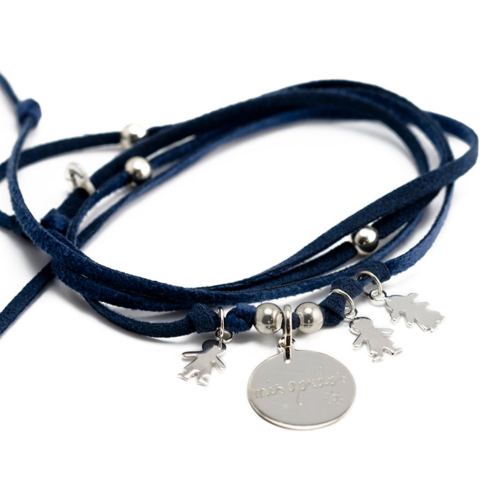 Pulsera Família plata ante azul marino Personalizado HOPS regalo para día de la madre