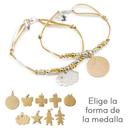 Pulsera Personalizado Burbujas Nube plata y Burbujas Nina redondo oro HOPS regalo para mujeres y comunión