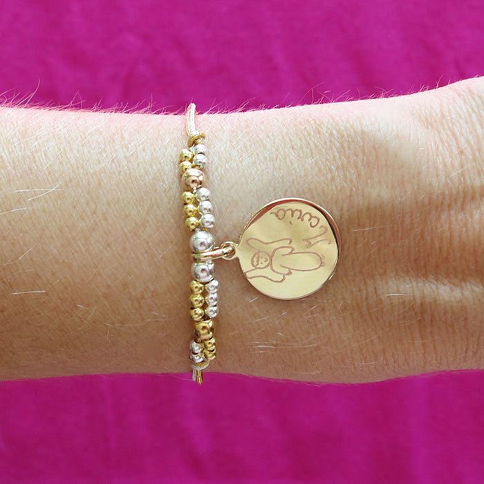 Pulsera Personalizado Burbujas Nina redondo oro HOPS regalo para mujeres y comunión