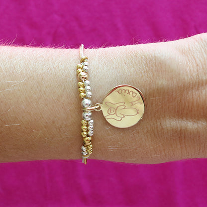 Pulsera Personalizado Burbujas Nina redondo oro HOPS regalo para mujeres y comunión