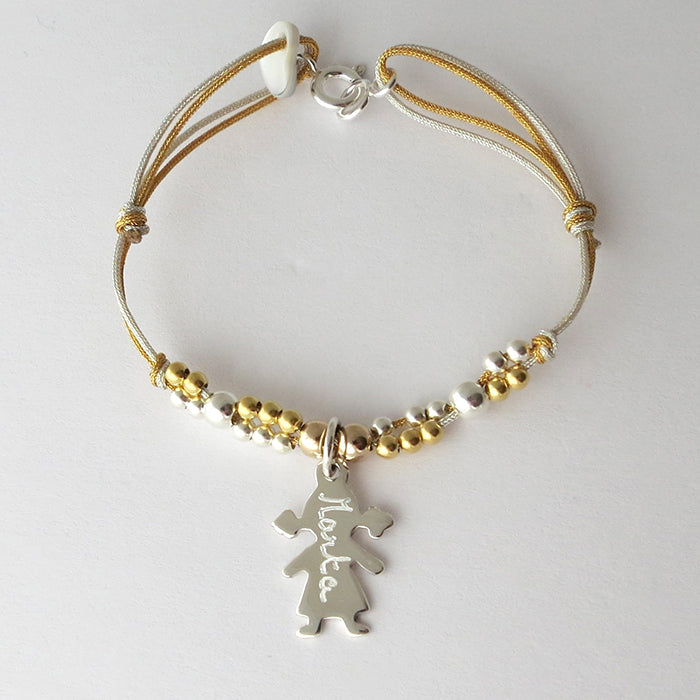 Pulsera Personalizado Burbujas Niña plata HOPS regalo para día de la madre