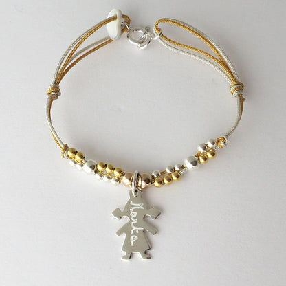 Pulsera Personalizado Burbujas Niña plata HOPS regalo para día de la madre